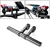 Bike Handlebar Extender Lamp Light Phone Mount Holder Bracket Extension Carbon Fiber Double Bicycle Handlebar Extension Bracket for Motorcycle Bicycle