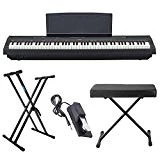 Yamaha P125 88 Weighted Key Digital Piano Bundle with Knox Double X Stand, Knox Large Bench and Sustain Pedal