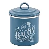 Ayesha Curry Enamel on Steel Bacon Grease Can / Bacon Grease Container - 4 Inch, Blue
