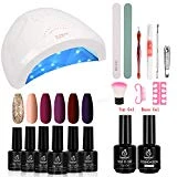 Beetles Full Maroon Gel Nail Polish Starter Kit with 48W UV/LED Light Nail Lamp Base Top Coat 3 Timer Setting, Soak Off Gel Polish Autumn Winter 6 Colors Manicure Tools Essentials Nail Art Gifts Box 4