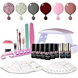 Maphie Gel Nail Starter Kit with UV Light, Mini 6 6ml Soak Off Gel Nail Polish, Top and Base Coat, Nail Art Manicure Tools Set
