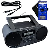 Sony Bluetooth & NFC (Near Field Communications) MP3 CD/CD-R/RW Portable MEGA BASS Stereo Boombox with Digital Radio AM/FM Tuner & USB Playback + Auxiliary Cable & HeroFiber Gentle Cleaning Cloth