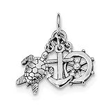 925 Sterling Silver Turtle Nautical Anchor Ship Wheel Mariners Pendant Charm Necklace Sea Life Shore Boating Fine Jewelry For Women Gifts For Her