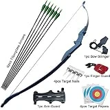 D&Q Archery Bow and Arrow for Teens Adults Beginner Takedown Bow 30 40Lbs Left and Right Hand Recurve Bow Set Outdoor Training Target Practice (Bow and Arrows 30Lbs)