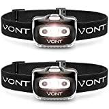 Vont 'Spark' LED Headlamp Flashlight (2 PACK) Super Bright Head Lamp Gear Suitable for Running, Camping, Hiking, Climbing, Fishing, Hunting, Jogging, Headlight with Red Light, Headlamps - Adults, Kids
