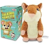 Qwifyu Talking Hamster, Interactive Stuffed Plush Animal Talking Toy Cute Sound Effects with Repeats Your Said Voice, Best Buddy for Kids Gift Age 3+ (Brown)