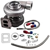 maXpeedingrods GT45 T4 V-Band 1.05 A/R Turbo Charger 98m Huge 600+HPS + Oil Drain Feed & Return Line Kit