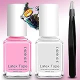 Liquid Latex for Nails - 2PCS Upgrade Fast Drying Peel Off Nail Polish Barrier Cuticle Guard, Stamping Skin Protector Latex Tape with Bonus Tweezers for Various Nail Art by DR.MODE