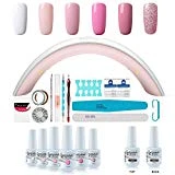 Gel Nail Polish Starter Kit - 6 Colors Gel Polish Set Base Top Coat, 36W LED Nail Dryer Lamp with Full DIY Gel Manicure Nail Tools by Vishine 8ml #C003