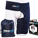 ODOFIT Unique Support Brace for Groin Hip Quadricep Thigh Wrap - Pulled Hamstring Compression Sleeve for Men and Women - Sciatica Nerve Pain Relief- Injury Strap for Pulled Muscle Strain