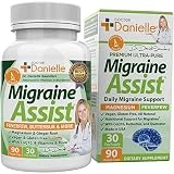 Best Migraine Relief Product with Magnesium - Migraine Assist Supplement with Quercetin, Feverfew, Butterbur, CoQ10 from Dr. Danielle, 90 Capsules