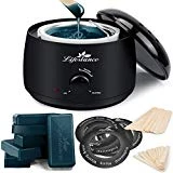 Waxing Kit, Lifestance Wax Warmer Hair Removal Kit with 14.1oz Relaxing Blue Hard Wax Refill At Home Waxing Kit for Women Men for Eyebrow, Facial, Chin, Body, Leg Stripless