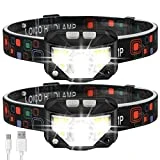 Headlamp Flashlight, MOICO 1000 Lumen Ultra-Light Bright LED Rechargeable Headlight with White Red Light, 2 Pack Waterproof Motion Sensor Head Lamp, 8 Modes for Outdoor Camping Cycling Running Fishing