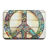 YangPa High Custom Mosaic Peace Sign Outdoor Rubber Mat Front Door Mats Porch Garage Large Flow Slip Entry Carpet Standard Rug Home 23.62' 15.74'