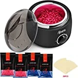 Wax Warmer Hair Removal Kit, Ajoura Waxing Kit with 4 Bags Hard Wax Beans (3.5oz/Bags) 20 Wax Sticks, Brazilian Painless Wax Warmer kit for Legs Eyebrows Armpit Bikini, Home Waxing Kit for Women Men