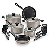 WearEver B022SF Complete Nonstick Dishwasher Safe Cookware Set, 15-Piece, Champagne