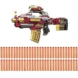 Dimple Foam Dart “Attack Blaster” with Rapid Refill Cartridges, Includes 60 Aerodynamic Soft Foam Darts, 2 Magazine Clips, Clip-OnX 40Mm & Extendable Body (Red)