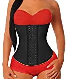 YIANNA Women's Underbust Latex Sport Girdle Waist Trainer Corsets Cincher Hourglass Body Shaper Weight Loss (Black,L)