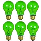 Sunlite Incandescent 25 Watt A19 Green Transparent Light Bulb 6 Pack