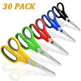 Scissors, VERONES 8 Inch Soft Comfort-Grip Handles & Stainless Steel Sharp Blades Perfect for Cutting Paper, Fabric Photos, More, 30-Pack
