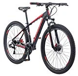 Schwinn Bonafide Mountain Bike with Front Suspension, Featuring 17-Inch/Medium Aluminum Frame and 24-Speed Shimano Drivetrain with 29-Inch Wheels and Mechanical Disc Brakes, Matte Black/Red