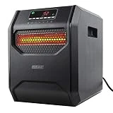LIFE SMART Quartz Electric Space Heater with Adjustable Thermostat, Large LED Display, Digital Remote Control, 12 Hour Timer, 13.6 x 11.4 x 14.2 inch, Black