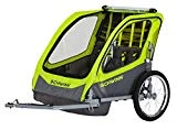 Schwinn 13-SC678 Caribou Double Bike Trailer with Quick-Release Wheels, Lime Green, 16' Wheels