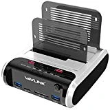 WAVLINK USB 3.0 to SATA Dual Bay Hard Drive Docking Station for 2.5'/3.5' HDD SSD Support Offline Clone/Backup/UASP Functions with 2 USB 3.0 Ports, 2 Fast Charger and TF & SD Card (2X 10TB)