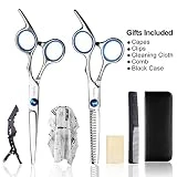 Hair Cutting Scissors/Thinning Shears/Professional Barber/Salon Razor Edge Tools set/Mustache Scissors and Barber Scissors with Fine Adjustment Screw Japanese Stainless Steel kit-Apriller