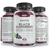 Sambucus Elderberry Gummies with Zinc & Vitamin C. Great-Tasting Women & Men's Daily Herbal Supplement for Immune Support & Skin Health. Natural Elderberries. Vegan & Gluten-Free