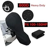 Silvotek Boat Motor Covers - Full Outboard Motor Cover with 600D Heavy Duty Oxford Fabric + Extra PVC Coating,Waterproof Outboard Engine Covers Fit for Motor