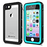 iPhone 5/5S/SE Waterproof Case,SPIDERCASE Full Body Protective Cover Rugged Dustproof Snowproof IP68 Certified Waterproof Case Touch ID iPhone 5S 5 SE (Blue&Clear)