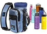 Water Bottle Holder Carrier - Bottle Cooler w/Adjustable Shoulder Strap and Front Pockets - Suitable for 16 oz to 25oz Bottles - Carry Protect & Insulate Your Thermos or Hydro Flask (Light Blue)
