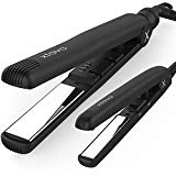xtava Sleek and Shiny Flat Iron Toolkit (Set of 2 Flat Irons) - Full and Mini Flat Iron Gloss Factor Kit with 1 and ½ Inch Plates - Professional Titanium Hair Straightener for Salon Quality Styling
