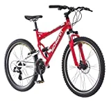 Schwinn Protocol 1.0 Dual-Suspension Mountain Bike with Aluminum Frame, 26-Inch Wheels, Red