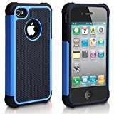 CHTech iPhone 4 Case, iPhone 4S Case,Fashion Shockproof Durable Hybrid Dual Layer Armor Defender Protective Case Cover for Apple iPhone 4S/4 - Blue