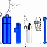 OMO Snuff Bullet Kit(6 pack) Snuff Bottle with spoon(Blue) Metal Snuff Bullet(Blue) Glass Sniffer tool(White) Bottle spoon necklace(White) Nasal suction tube(Blue) Mini funnel