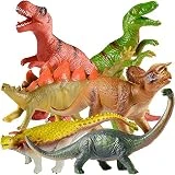 TEPSMIGO Jumbo Dinosaur Toys, 6PCS Big Dinosaur Set, Huge Soft Realistic Dinosaur Figures, Including Jurassic T-Rex Velociraptor Triceratops Stegosaurus Brachiosaurus Ankylosaurus Gift for Boys Girls