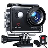 Victure AC920 4K 60FPS Touch Screen Action Camera with 8X Zoom, Dual Microphone, Remote Control, Upgraded EIS, 40M Underwater Camera, PC Webcam with 2x1350mAh Batteries and Accessories Kit Included