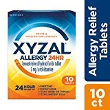 Xyzal Allergy 24 Hour, Allergy Tablet, 10 Count, All Day and Night Relief from Allergy Symptoms Including Sneezing, Runny Nose, Itchy Nose or Throat, Itchy, Watery Eyes