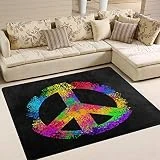 ALAZA Hippie Stylish Colorful Peace Sign Area Rug Rugs for Living Room Bedroom 5'3'x4'