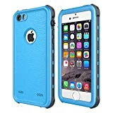 iPhone 5 5S SE Waterproof Case, Upgraded Shockproof Dropproof Dirtproof Rain Snow Proof Full Body Protective Cover IP68 Certified Underwater Case Built-in Screen Protector for iPhone 5S 5 SE (Blue)