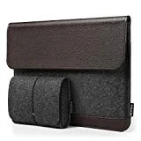 PU Leather Felt Laptop Sleeve, HOMIEE Laptop Protective Case for 13.3 Inch MacBook Air/Pro, Surface Pro, Dell XPS 13 Slim Notebook, Business Laptop Carrying Case, Laptop Bag with Extra Pouch, Brown