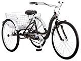 Schwinn Meridian Adult Tricycle with 26-Inch Wheels in Black, with Low Step-Through Aluminum Frame, Front and Rear Fenders, Adjustable Handlebars, Large Cruiser Seat, and Rear Folding Basket (Renewed)