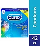 Condoms, Natural Latex Condoms, Durex Condom Pleasure Pack Assorted Condoms, 42 Count - An exciting mix of sensation and stimulation, HSA Eligible