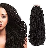 FASHION IDOL Nu Faux Locs Crochet Hair 18 Inch Natural Wavy Soft Locs Crochet Hair 6 Bundles Crochet Dreadlocks Extensions for Black Women NATURAL BLACK (1B)