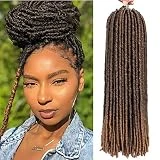 6 Packs/lot Dreadlocks Crochet Braids Soft Faux Locs Crochet Hair Synthetic Braiding Hair Bomba Dreadlocks Faux Locs Soul 18inch Goddess Locs Crochet Hair Braids (18inch, T1B/27)