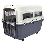 SportPet Designs Plastic Kennels Rolling Plastic Airline Approved Wire Door Travel Dog Crate, XXX-Large