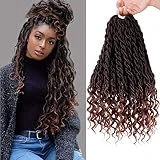 GX Beauty 6PCS/Lot Crochet Hair Wavy Faux Locs Goddess Locs with Curly Ends 20Inch Synthetic Ombre Brown Braiding Hair Extensions(1B/30#)