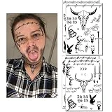 Face Tattoo,Halloween Temporary Tattoos Sticker, Halloween Costume,Parties Tattoos,4 Sheets